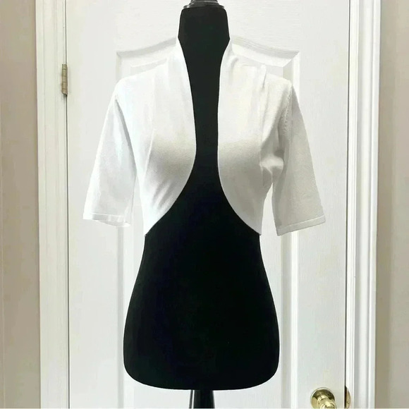 Ricki’s Cropped Cardigan Bolero Shrug Open Front Fitted  Y2K White Size XS - Picture 9 of 9